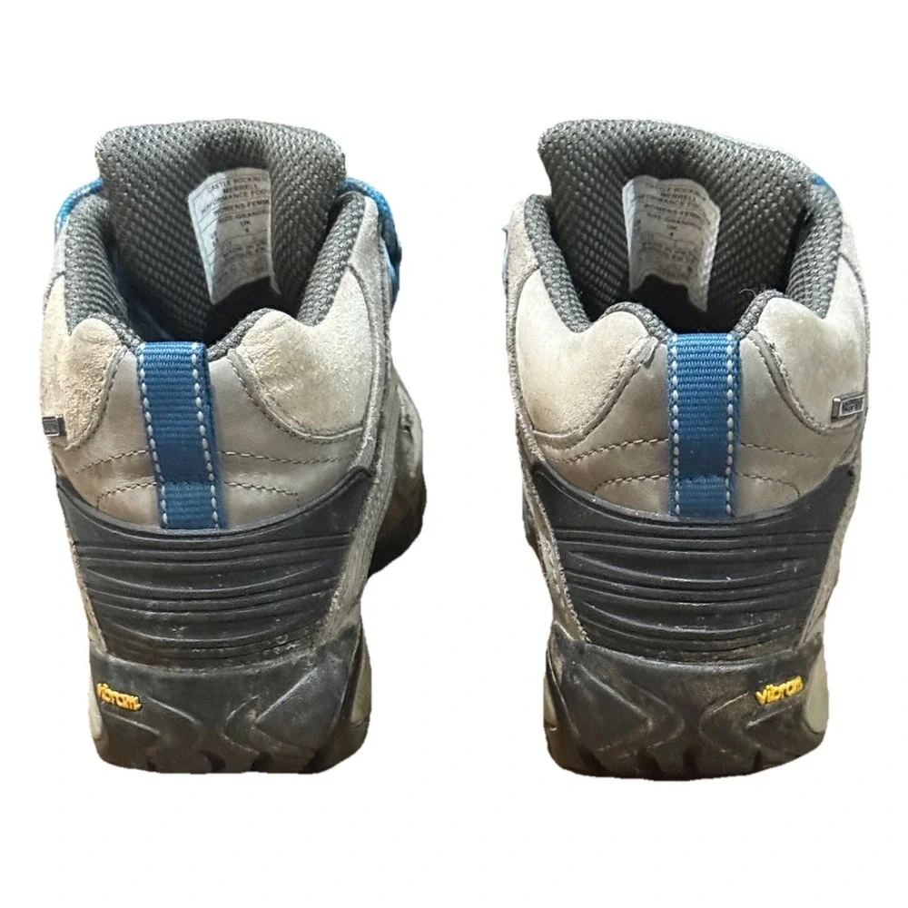 Merrell Waterproof Gray‎ Castle Rock/Blue Hiking Boot Women's 6.5 EUC